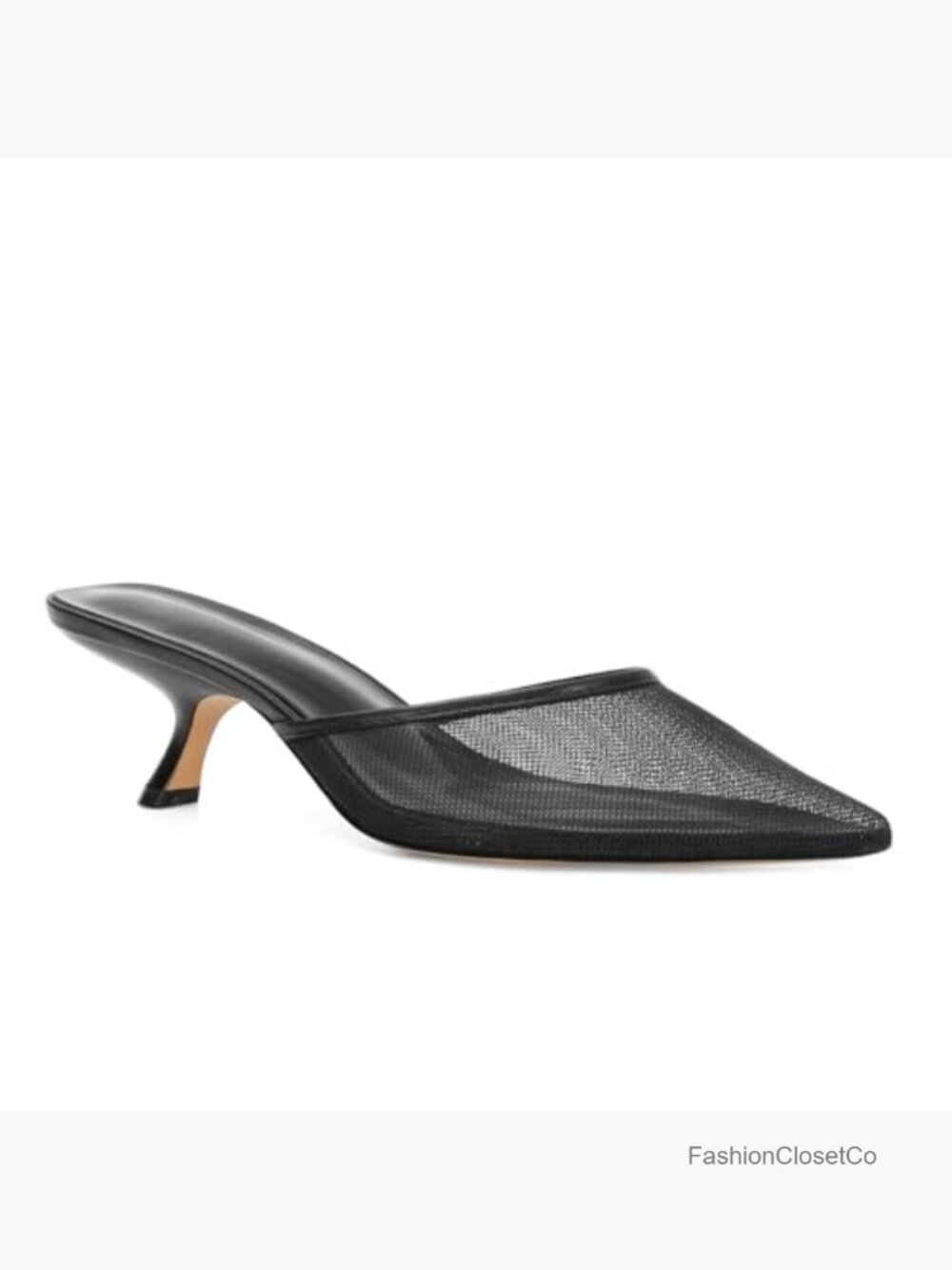 Mesh Kitten Heels Mules for Women Closed Pointed Toe Slip On Backless Low Heel - Picture 5 of 6